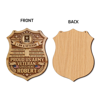 PROUD VETERAN - Personalized Veteran Wood Sign With Stake