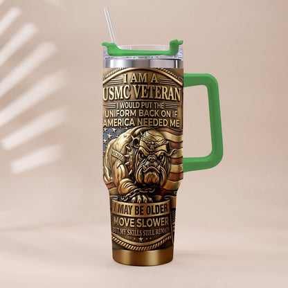 Semper Fidelis Bulldog - Personalized Veteran Tumbler With Handle