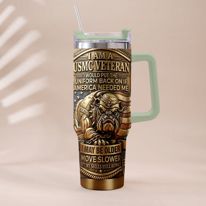 Semper Fidelis Bulldog - Personalized Veteran Tumbler With Handle