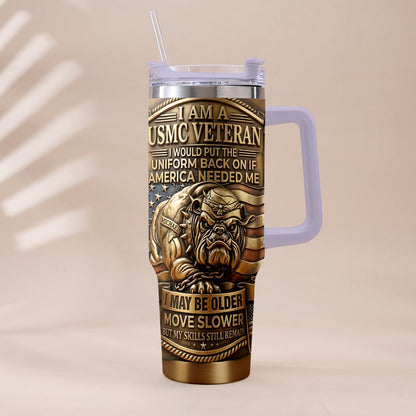 Semper Fidelis Bulldog - Personalized Veteran Tumbler With Handle