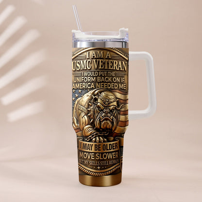 Semper Fidelis Bulldog - Personalized Veteran Tumbler With Handle