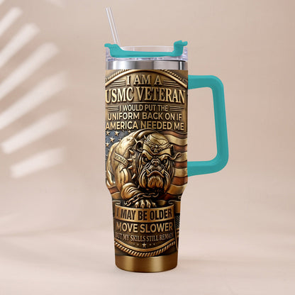 Semper Fidelis Bulldog - Personalized Veteran Tumbler With Handle