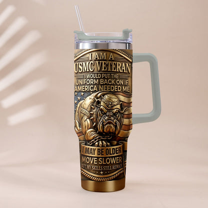 Semper Fidelis Bulldog - Personalized Veteran Tumbler With Handle
