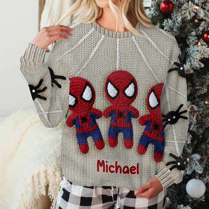 Spider Hero - Personalized Superhero Ugly Sweater