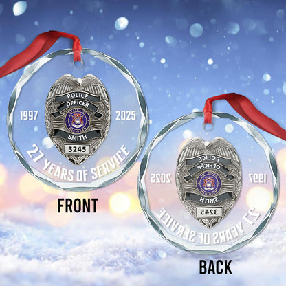 Protect & Serve - Personalized Police Officer Round Shaped Glass Ornament