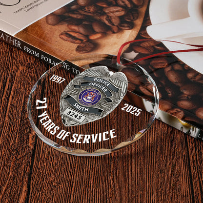 Protect & Serve - Personalized Police Officer Round Shaped Glass Ornament