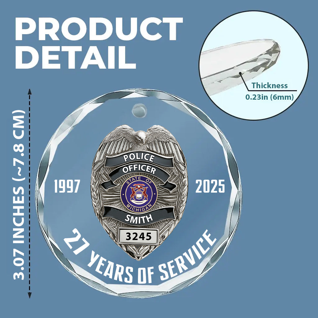 Protect & Serve - Personalized Police Officer Round Shaped Glass Ornament