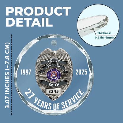 Protect & Serve - Personalized Police Officer Round Shaped Glass Ornament