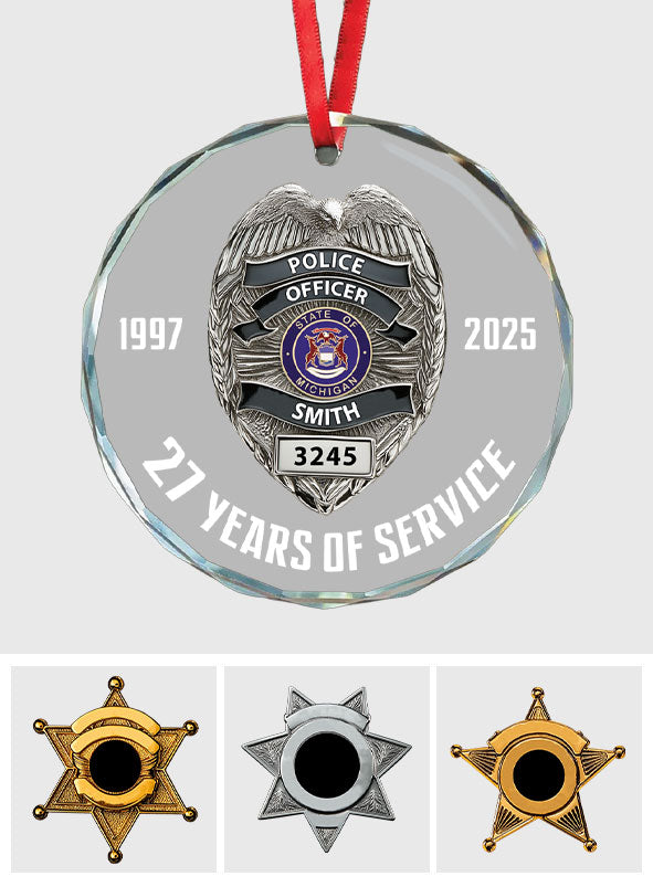 Protect & Serve - Personalized Police Officer Round Shaped Glass Ornament