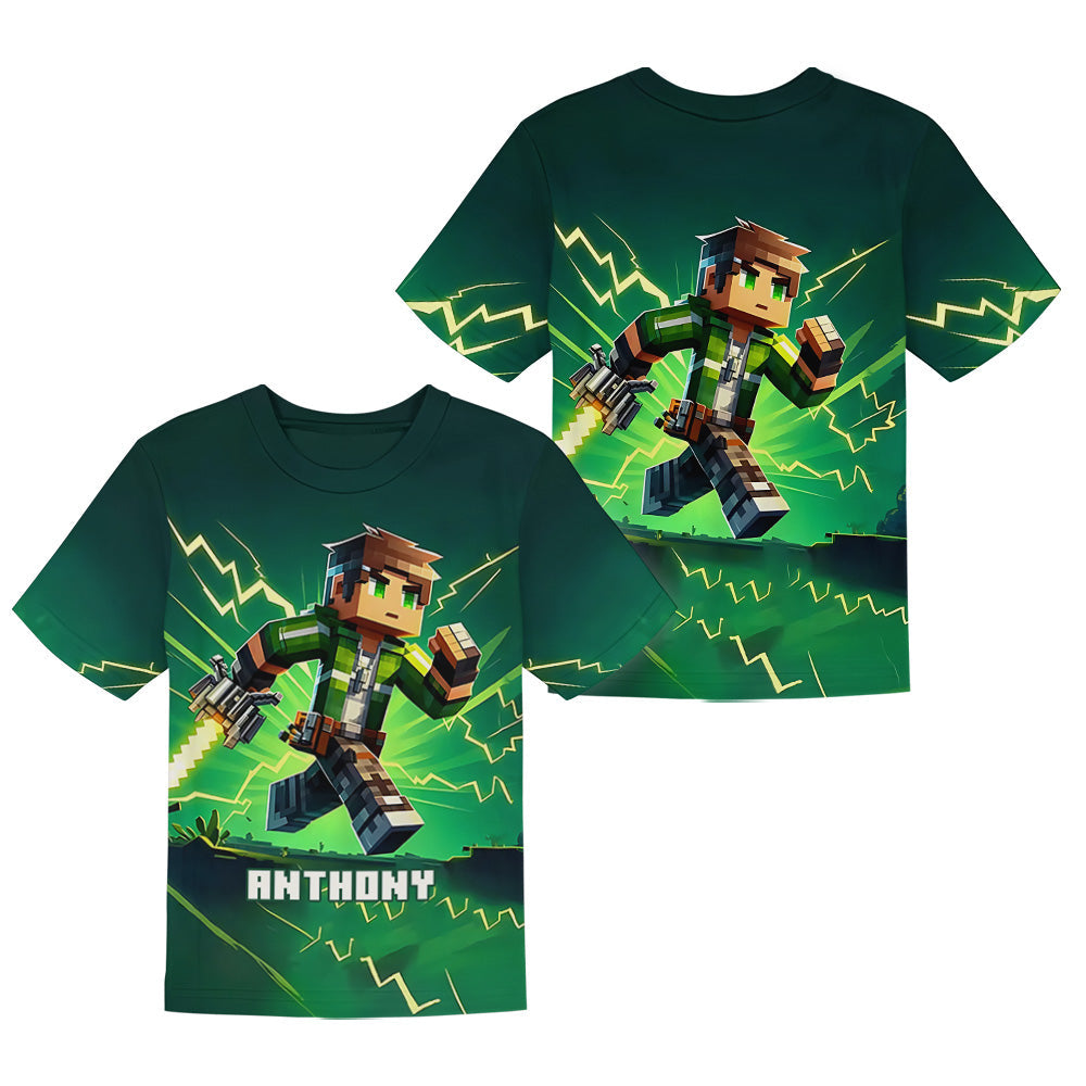 Gift For Block World Loving Kid - Personalized Block World Kid T-shirt & Shorts