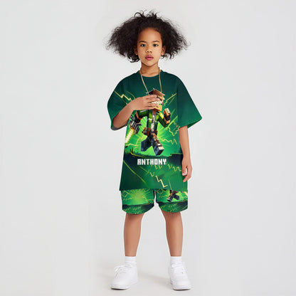 Gift For Block World Loving Kid - Personalized Block World Kid T-shirt & Shorts