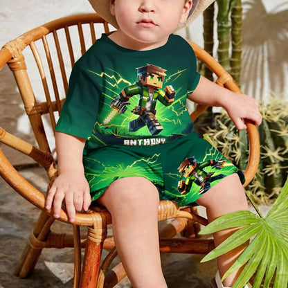 Gift For Block World Loving Kid - Personalized Block World Kid T-shirt & Shorts