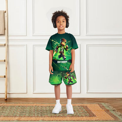Gift For Block World Loving Kid - Personalized Block World Kid T-shirt & Shorts