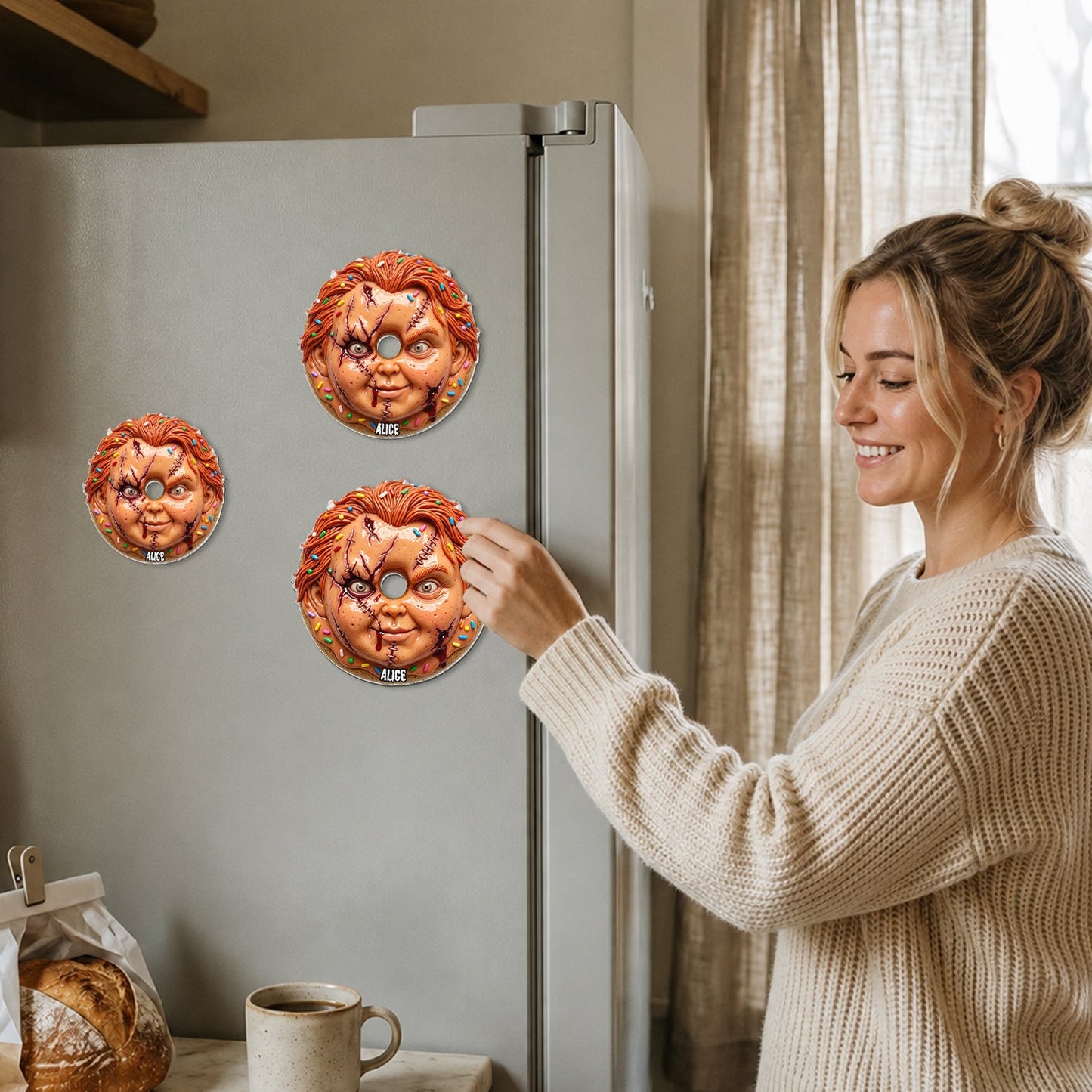Funny Horror Food - Personalized Horror Character 3D Magnet