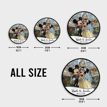 Cute Mouse Couple - Personalized Mouse Stained Glass Suncatcher