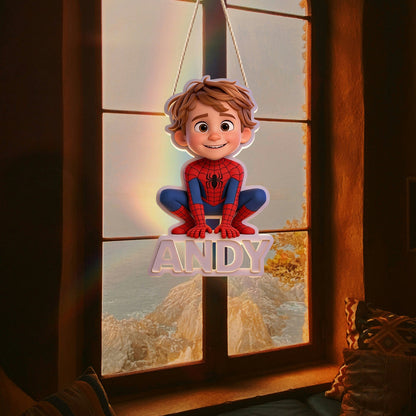 Custom Spider Hero From Photo - Personalized Kid LED Light Acrylic Sign