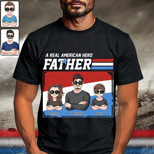 American Hero Dad - Personalized Father T-shirt And Hoodie