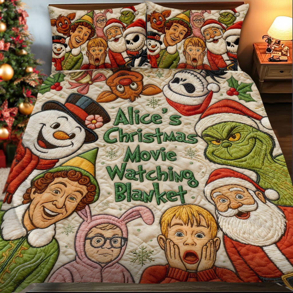 Christmas Movie Watching Blanket - Personalized Bedding Set