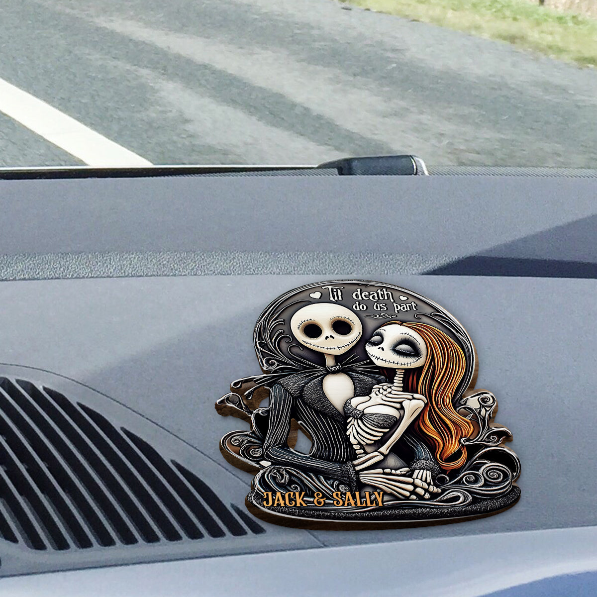 Til Death Do Us Part - Personalized Nightmare Shaped Car Visor Clip
