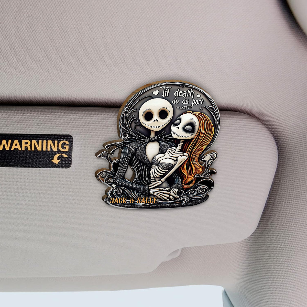 Til Death Do Us Part - Personalized Nightmare Shaped Car Visor Clip
