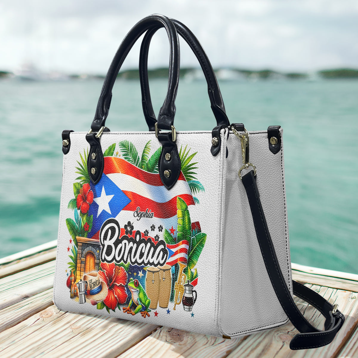 Boricua - Personalized Expats Leather Handbag