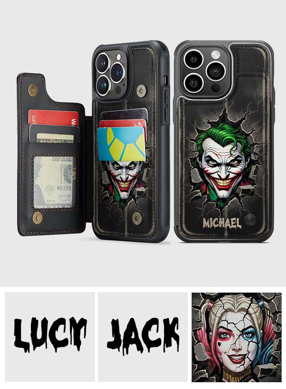 The Mad Love - Personalized Horror Character Fully Printed Wallet Phone Case