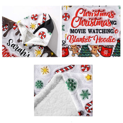 Christmas Movie Watching Blanket Hoodie - Personalized Blanket Hoodie