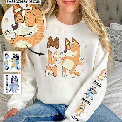 Cool Mum Dad Grandma Grandpa Uncle Aunt - Personalized Mother Hand Embroidered Sweater
