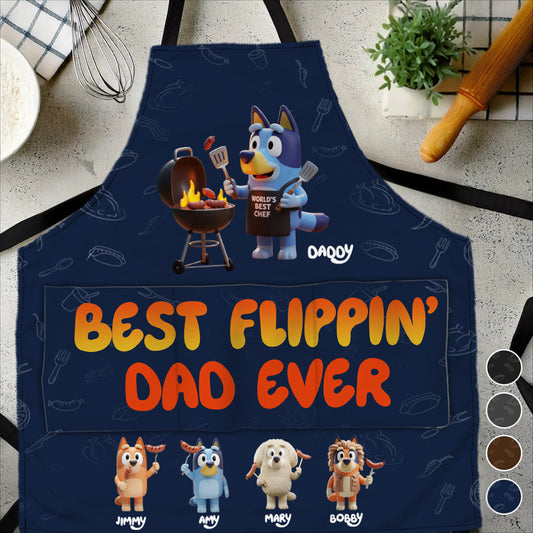 Best Daddy Ever - Personalized Blue Dog Apron