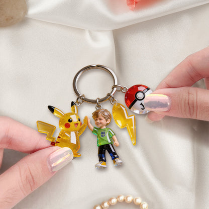 Monsters Custom From Photo - Personalized Monster Trainer Premium Keychain With Charms