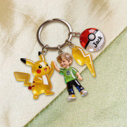 Monsters Custom From Photo - Personalized Monster Trainer Premium Keychain With Charms
