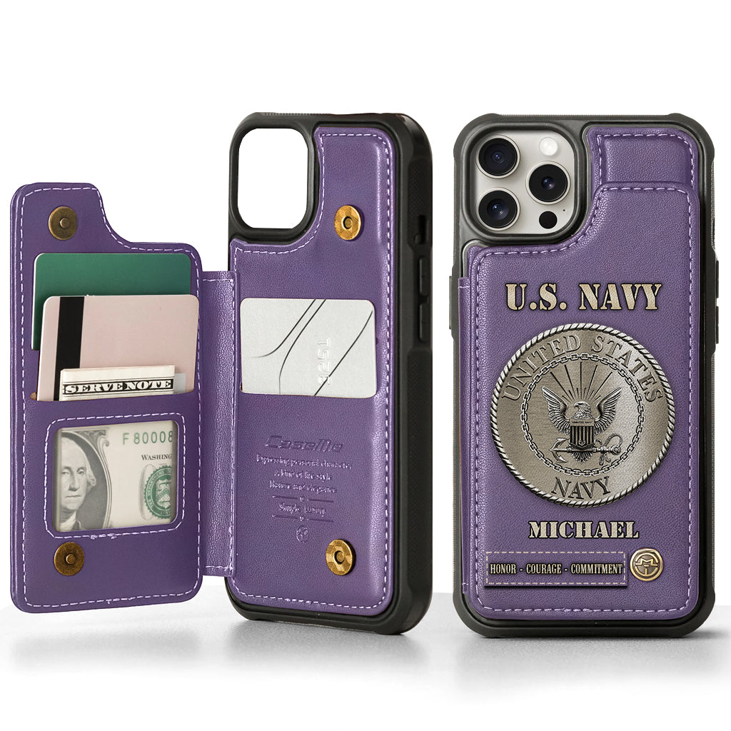 Honor, Courage, Commitment - Personalized Veteran Wallet Phone Case