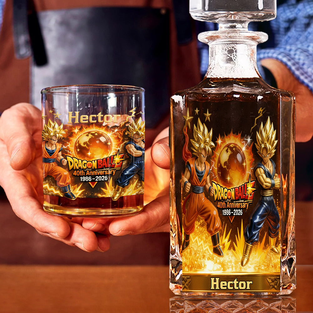 40th Anniversary - Personalized Seven Balls Whiskey Decanter Set