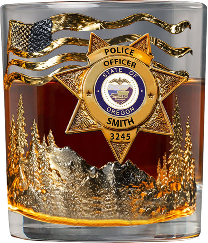 Serve And Protect - Personalized Police Officer Whiskey Glass