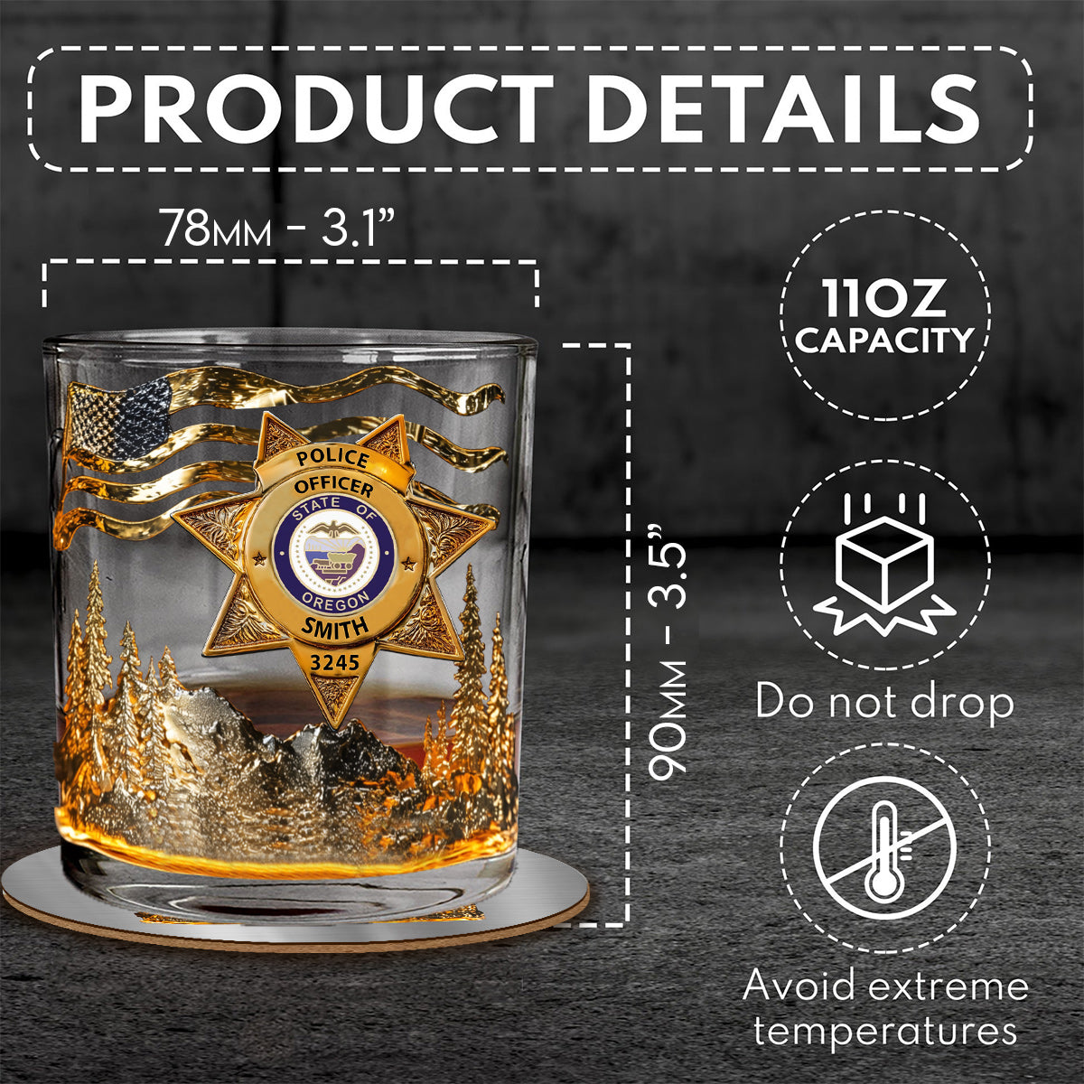 Serve And Protect - Personalized Police Officer Whiskey Glass