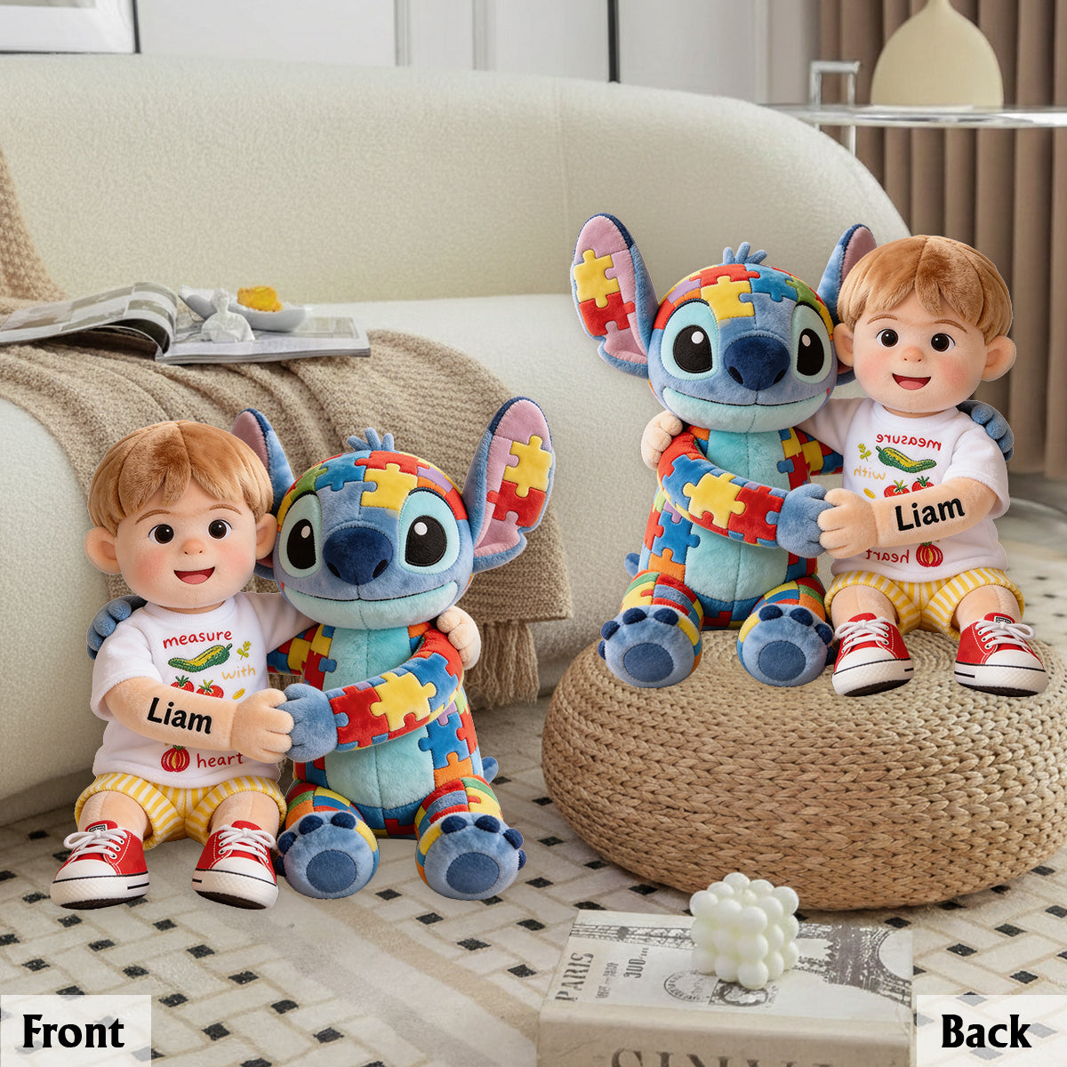 Autism Support Cartoon - Personalized Autism Awareness Premium Faux Fur Pillow