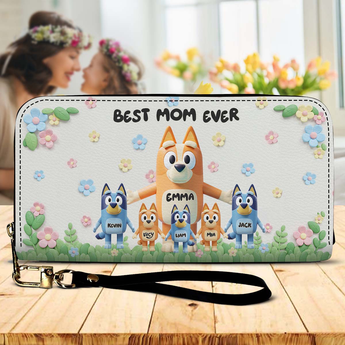 Best Mom Ever - Personalized Mother Leather Long Wallet
