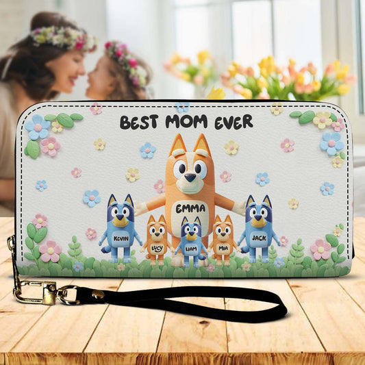 Best Mom Ever - Personalized Mother Leather Long Wallet