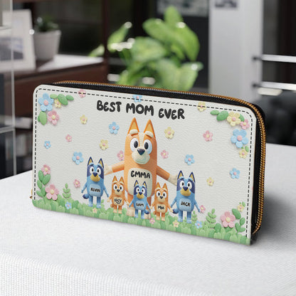 Best Mom Ever - Personalized Mother Leather Long Wallet