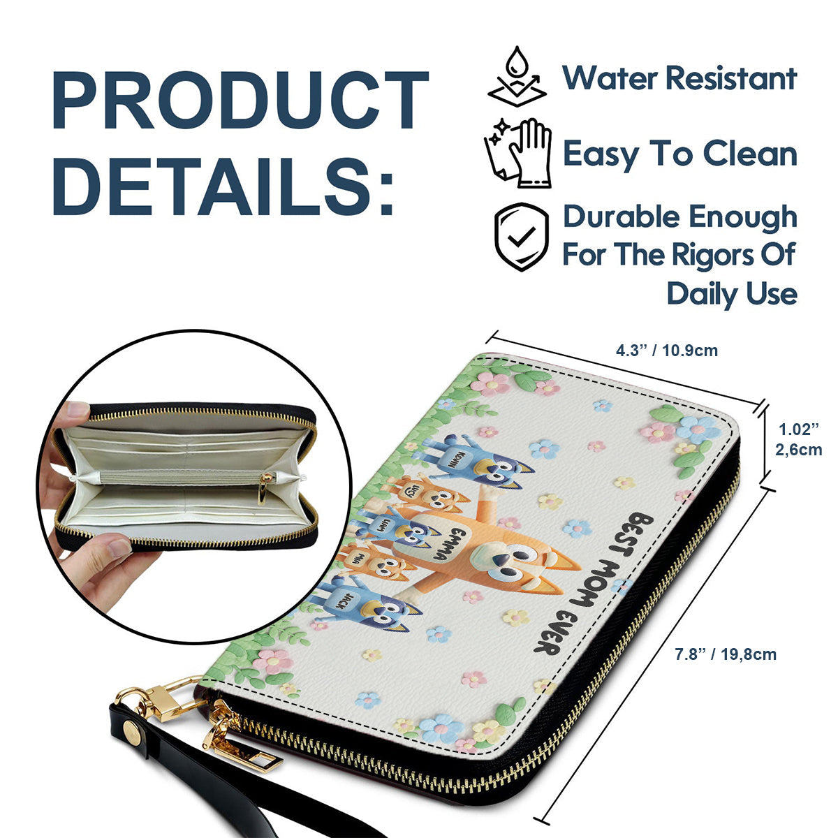 Best Mom Ever - Personalized Mother Leather Long Wallet