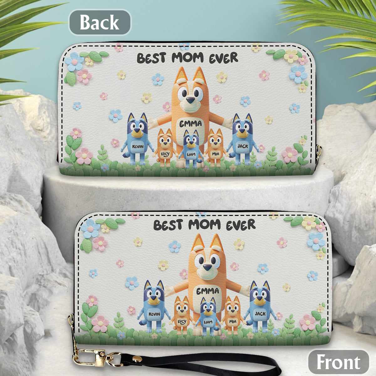 Best Mom Ever - Personalized Mother Leather Long Wallet
