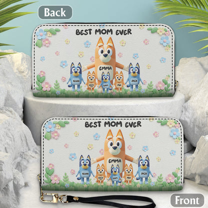 Best Mom Ever - Personalized Mother Leather Long Wallet