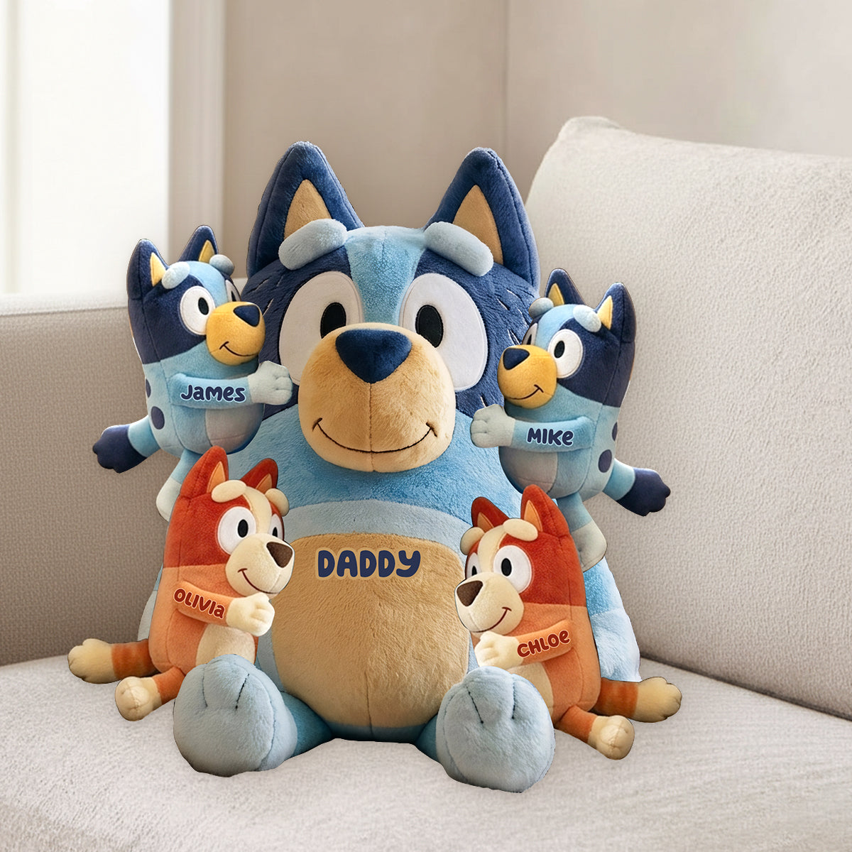 Best Dad Ever - Personalized Blue Dog Premium Faux Fur Pillow