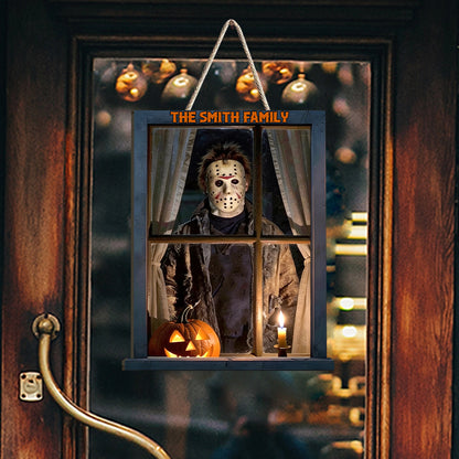 Halloween Vibes - Personalized Horror Character Custom Shaped Wood Sign