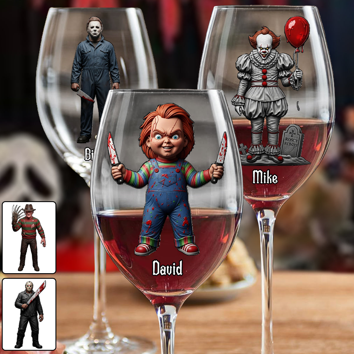Horrors Characters - Personalized Horror Character Wine Glass With Long Stem