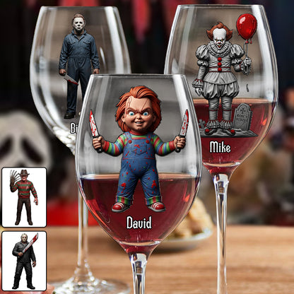 Horrors Characters - Personalized Horror Character Wine Glass With Long Stem