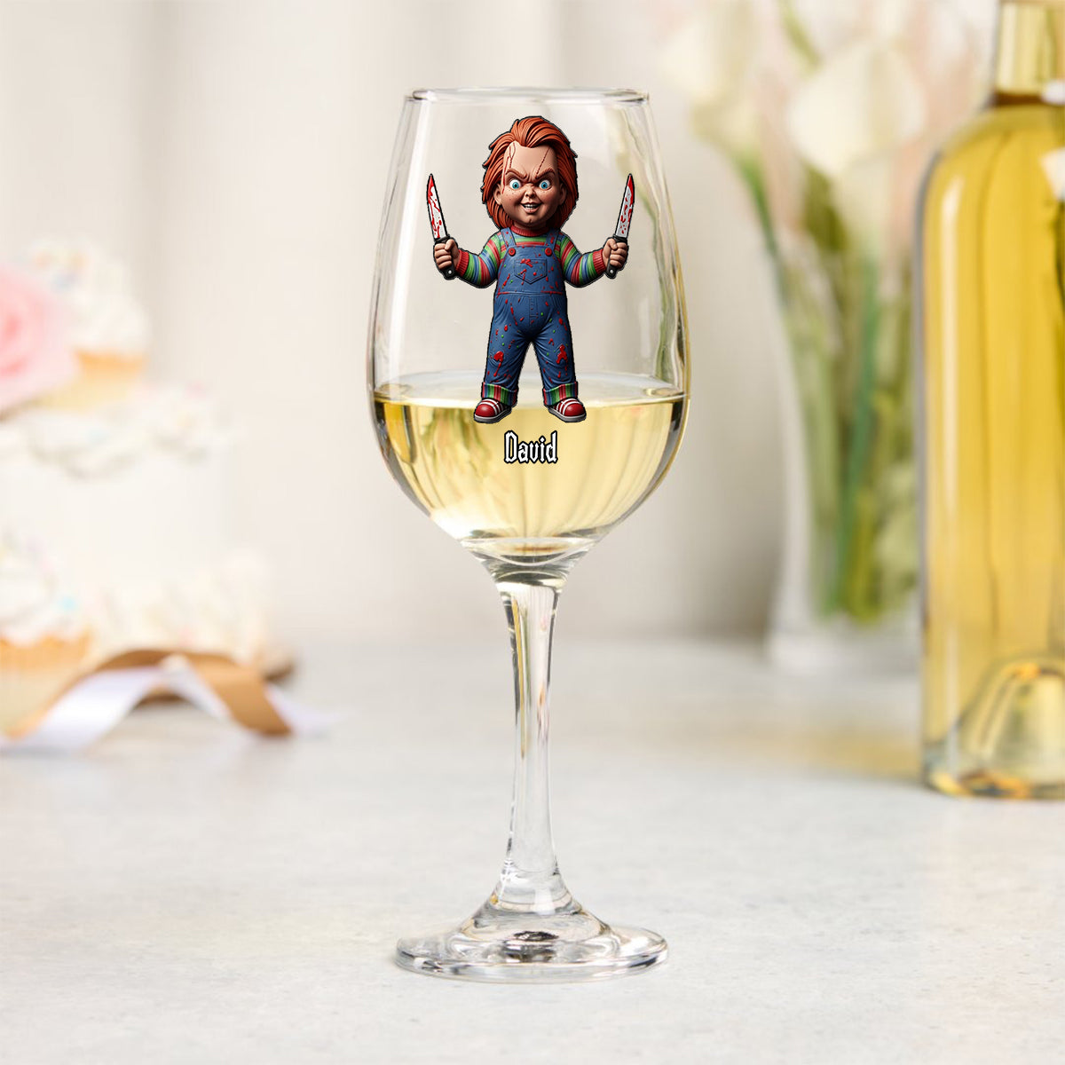 Horrors Characters - Personalized Horror Character Wine Glass With Long Stem