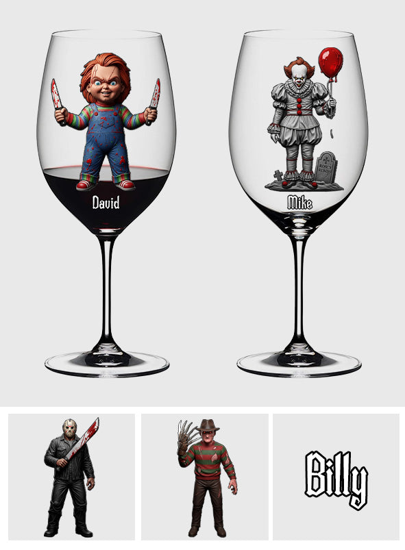 Horrors Characters - Personalized Horror Character Wine Glass With Long Stem