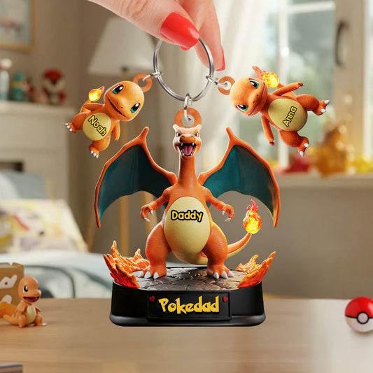 Pokedad - Personalized Monster Trainer Keychain with Charms