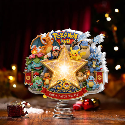 Get Them All - Personalized Monster Trainer LED Light Tree Topper